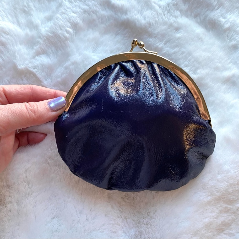 Vintage Leather Change Purse with Gold Tone Hardware Made in Italy New